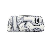 Estuche de piel con estampado mixto de pintura blanca y negra para lápices, elegante y práctico, ideal para estudiantes, oficina y escuela, Silver, Talla única, Neceser de maquillaje