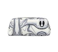 Estuche de piel con estampado mixto de pintura blanca y negra para lápices, elegante y práctico, ideal para estudiantes, oficina y escuela, Gold, Talla única, Neceser de maquillaje