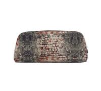 Estuche de piel con impresión de pared de ladrillo antiguo desgastado, elegante y práctico, ideal para estudiantes, oficina y escuela, Silver, Talla única, Neceser de maquillaje