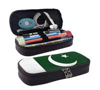 Estuche de piel con la bandera de Pakistán para artículos de papelería, portátil, multifuncional, bolsa de almacenamiento, suministros de la Academia