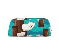 Estuche de piel de búho de pie con cremallera para lápices, bolsa de cosméticos, ideal para hombres, mujeres, artistas, uso en casa y oficina, Bonito mapache, Talla única, Neceser