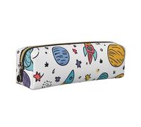 Estuche de piel para lápices de dibujos animados para niños y niñas, diseño de universo espacial, para escuela, oficina, viajes, organizador portátil de papelería, bolsa de maquillaje, Cremallera