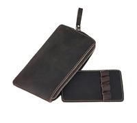 Estuche de piel para lápices, organizador de artículos de papelería con cremallera, soporte para pantalla, funda de piel sintética para uso diario, viajes y artistas creativos, café, ver descripción