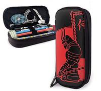 Estuche de piel para lápices, Samurai de pie con bandera japonesa de gran capacidad para bolígrafo, bolsa para papelería, organizador de escritorio para la escuela y la oficina