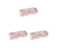 Estuche de piel para maquillaje y lápiz labial con espejo, color negro, Juego de 3 (rosa), as described, como se muestra en la