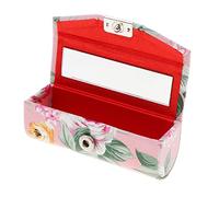 Estuche de piel para maquillaje y lápiz labial con espejo, color negro, Pink, as described, como se muestra en la