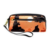 Estuche de piel sintética con cremallera para niños y niñas, diseño de atardecer, diseño de perro, bolsa de papelería con cremallera para niños y niñas, suministros escolares y de oficina