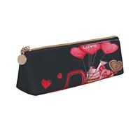 Estuche de piel triangular con estampado de globo de camión romántico y diseño de globo para la escuela, estuche para lápices para adolescentes