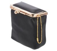 Estuche de Pintalabios Cuadrado Mini Portátil Hebilla, Negro | Piel de Oveja, Superficie Texturizada, para Fiestas y Camping, Protege Cosméticos y Labiales, Fácil de Usar