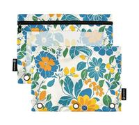 Estuche de plástico con diseño de flores naranjas vibrantes para carpetas de 3 anillas con diseño de flores naranjas e impermeables para organizador de documentos de oficina