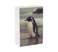 Estuche de plástico con diseño de pingüino en la playa, resistente al agua, para 20 cigarrillos tamaño king size, resistente a los golpes, accesorio para cigarrillos, para fumadores, mujeres y hombre