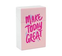 Estuche de plástico para cigarrillos con diseño de cita motivacional rosa "Haz que hoy sea un gran día".