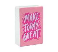 Estuche de plástico para cigarrillos con frase motivadora "Haz que hoy sea un gran día".