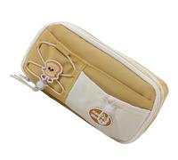 Estuche de poliéster de alta capacidad con 8 secciones, organizador de bolígrafos, bolsa de transporte de cosméticos de viaje, 23 x 12 x 8 cm, bolsa de viaje con alta capacidad, Amarillo