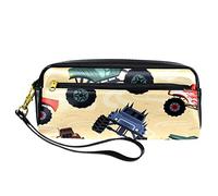 Estuche de PU para lápices, bolsa de papelería para estudiantes con cremallera para niños y niñas, suministros escolares y de oficina, coche Monster Trucks, multicolor, 20.5x5x8.5cm/8.1x2x3.3in, Organizador de bolsas