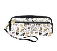 Estuche de PU para lápices, bolsa de papelería para estudiantes con cremallera para niños y niñas, suministros escolares y de oficina, I Love Dogs and Bones, multicolor, 20.5x5x8.5cm/8.1x2x3.3in, Organizador de bolsas