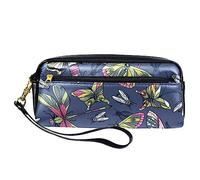 Estuche de PU para lápices, bolsa de papelería para estudiantes con cremallera para niños y niñas, suministros escolares y de oficina, mariposa, libélula y mosca doméstica en gris oscuro, multicolor, 20.5x5x8.5cm/8.1x2x3.3in, Organizador de bolsas
