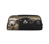 Estuche de PVC Aries y oveja negra, pequeño y simple, gran capacidad, puede acomodar 30 bolígrafos, forro acolchado para proporcionar una protección segura para los artículos, Gold, Talla única,