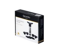 Qpractiko - Estuche de Regalo Práctico | Bomba de Vacío y Tapones de Vino Acero Inoxidable | Sacacorchos de Dos Tiempos | Elegante para Amantes del Vino, tapon vino vacio, Plata, Acero Inoxidable