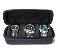 Estuche de reloj de 3 ranuras para hombre, estuche de viaje portátil, organizador de almacenamiento y pantalla para relojes grandes y pequeños