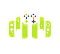 Estuche de repuesto para control de juego Switch, color verde lima transparente, con botones transparentes para