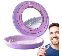 Estuche de retención con espejos - Funda de protección nocturna - Soporte de almacenamiento - Protector bucal parcial para prótesis bucal, estuche de alineador, contenedor para niñas, mujeres