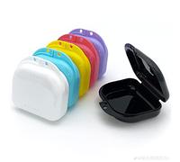 Estuche de retención con orificios de ventilación, funda de 6 piezas, duradera y similar para protector bucal para negro, blanco, amarillo, morado claro, rosa y azul, cierre hermético, fácil de usar