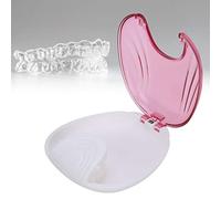 Estuche de Retención Portátil, Estuche de Retención de Ortodoncia, Contenedor de Almacenamiento de Caja de Dentadura Postiza para Adultos Portátil E Impermeable con Diseño de Bloqueo a(Rosa)