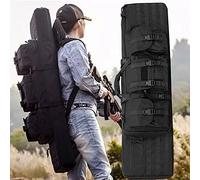 Estuche de Rifle Doble Largo, Mochila de Rifle Suave, Bolsa de Pistola para Tiro de Caza, Bolsa de Rifle Táctico, Estuche de Transporte de Armas de Fuego con Almacenamiento de Pistola-Black|| 118cm