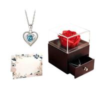 Estuche de rosas con joyas, rosa eterna con collar de corazón elegante, caja de regalo para cumpleaños, boda, San Valentín, día de la madre y Navidad
