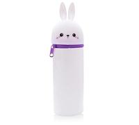 Estuche de silicona 2 en 1, estuche de lápices con diseño de tigre naranja y tigre, estuche suave de silicona para lápices, estuche kawaii con capacidad unisex y soporte para bolígrafo, blanco