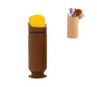 Estuche de silicona para lápices de dibujos animados, bonito estuche telescópico plegable, Marrón-b, moda