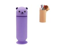 Estuche de silicona para lápices de dibujos animados, bonito estuche telescópico plegable, Morado-a, moda