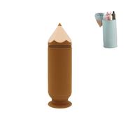 Estuche de silicona para lápices de dibujos animados, bonito soporte telescópico plegable, resistente a la suciedad y al agua, Brown, moda