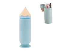 Estuche de silicona para lápices de dibujos animados, bonito soporte telescópico plegable, resistente a la suciedad y al agua, cian, moda