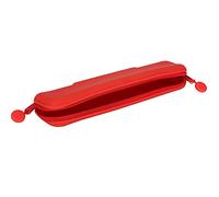 Estuche de Silicona para Lápices, Organizador Compacto para Maquillaje, | Resistente al Agua, Cremallera Antivibración, Silicona, Rojo