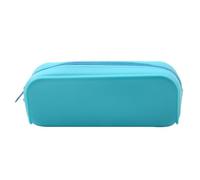 Estuche de silicona resistente al agua de gran capacidad con cremallera, organizador de bolígrafos de viaje para escuela, oficina, viajes, estuche escolar de gran capacidad, azul celeste