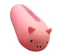 Estuche de silicona suave para estudiantes, niñas, mujeres, organizador de bolígrafos de gran capacidad, bolsa para lápices, bolsa de cosméticos de viaje, Cerdo rosa horizontal
