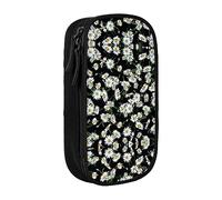 Estuche de tela Oxford, duradero y elegante, para suministros escolares y de oficina, bolsa de lápices Beauty Daisy, Black, Talla única, Tarjetero