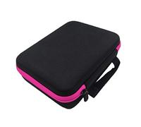 Estuche de transporte de aceite esencial de nailon con 63 rejillas, resistente al sol, rectangular, con cremallera, gran capacidad, organizador de almacenamiento, color rojo rosa