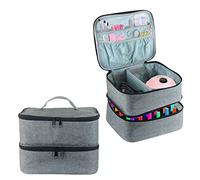 Estuche de transporte de esmalte de uñas, bolsa de almacenamiento de esmalte de uñas de doble capa, se adapta a lámpara de secadora de uñas y 30 botellas (15 ml), bolsa organizadora con separadores