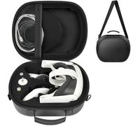 Estuche de transporte duro compatible con auriculares Meta Quest 3S/3 de realidad mixta, auriculares VR Gaming Headsets Travel Memory Holder bolsillo para controlador táctil y accesorios con correa