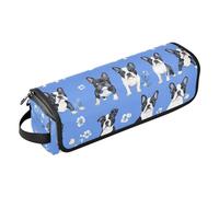 Estuche de viaje 2 en 1 con alfombrilla resistente al calor, organizador de alisadores de pelo de gran capacidad para planchas planas, alisadores, rizadores, postura normal, dibujos animados Boston