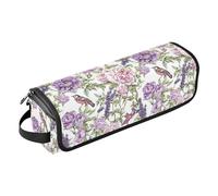 Estuche de viaje 2 en 1 con diseño de flores vintage moradas con alfombrilla extraíble resistente al calor, organizador de herramientas para el cabello, bolsa de almacenamiento para herramientas