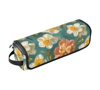 Estuche de viaje 2 en 1 para rizador y tapete resistente al calor, impermeable, organizador de viaje para plancha, herramientas calientes y accesorios para el cuidado del cabello, flores, narcisos
