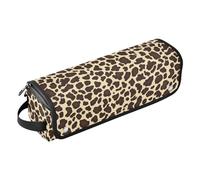 Estuche de viaje 2 en 1 y tapete resistente al calor, organizador de alisadores de pelo de gran capacidad para planchas planas, alisadores, rizadores, bolsa de viaje de leopardo marrón para