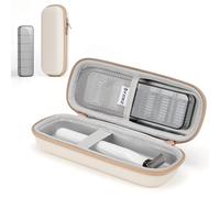 Estuche de viaje para afeitadora con accesorios, caja de almacenamiento para recortadora eléctrica híbrida, resistente al agua, bolsa de almacenamiento portátil para hoja tórica, color beige