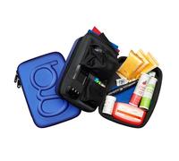 Estuche de Viaje para Diabéticos - Organizador de Tiras Reactivas para Azúcar en Sangre, Medidores de Glucosa, Plumas, Jeringas de Insulina, Agujas, Lancetas - Paquete Rígido (Extra Grande, Azul)