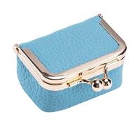 Estuche de viaje para joyas, caja de cuero con beso, monedero portátil para collares, aretes, almacenamiento portátil, monedas, anillos de cuero, organizador de cambio, Blue, Mass Beauty