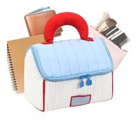 Estuche de viaje para maquillaje - de cosméticos en forma de casa para viajes - Bolsillo de almacenamiento cosmético de mano organizador de inodoro para mujeres y niñas, azul cielo, Se référer